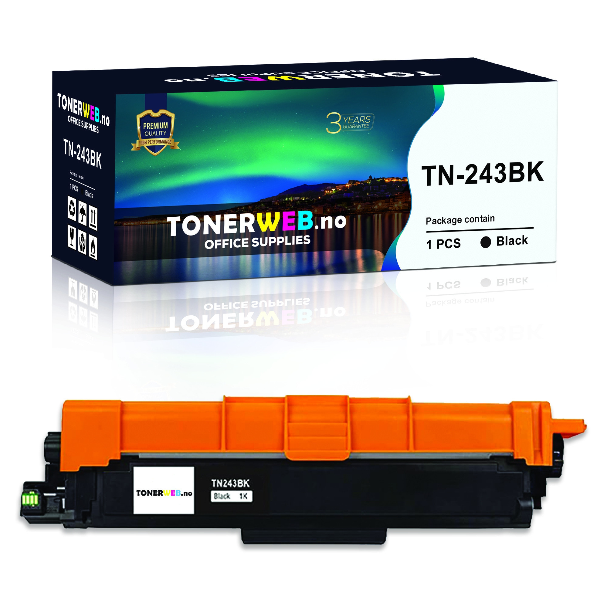 Tonerkassett, erstatter Brother Sort TN-243BK (1.000 sider) 