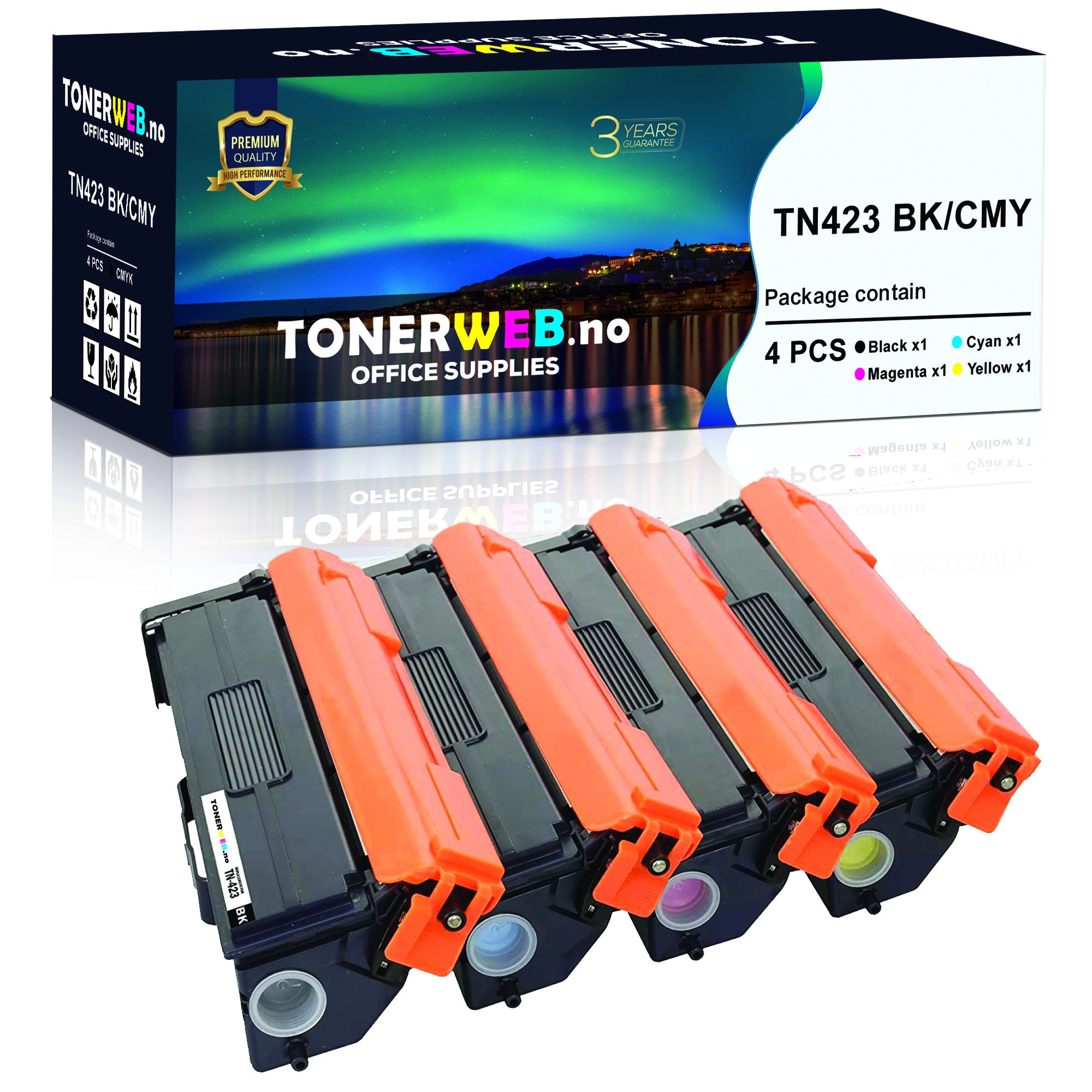 Brother TN423 BK/C/M/Y (svart/cyan/magenta/gul) toner 4-pakk 1 x 6500 sider / 3 x 4000 sider - kompatibel