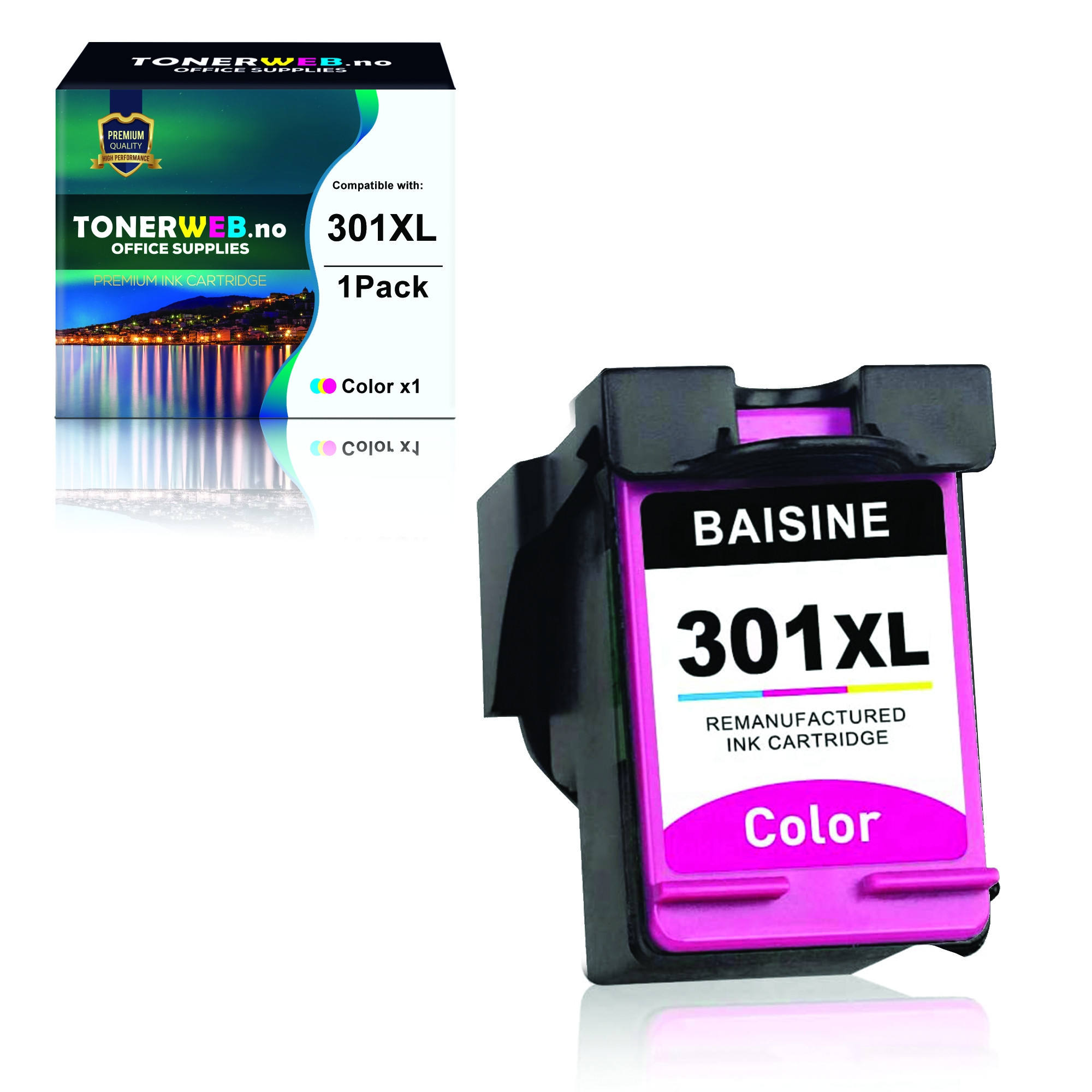 HP 301XL C/M/Y (cyan/magenta/gul) blekkpatron 18 ml - kompatibel
