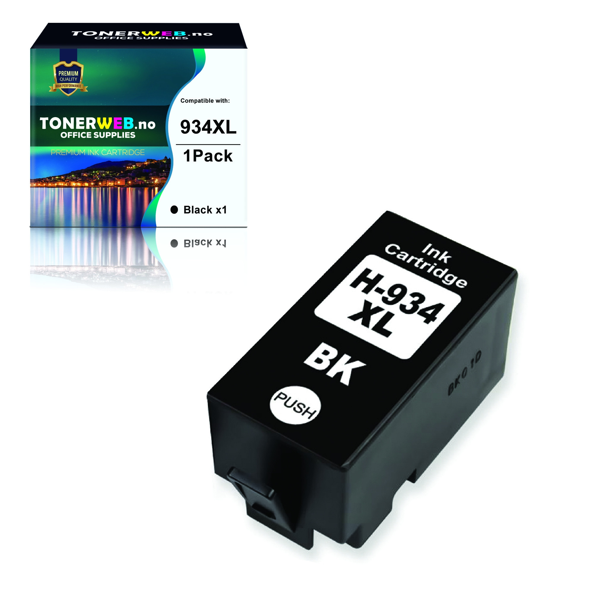 HP 934XL BK (svart) blekkpatron 56,6 ml - kompatibel