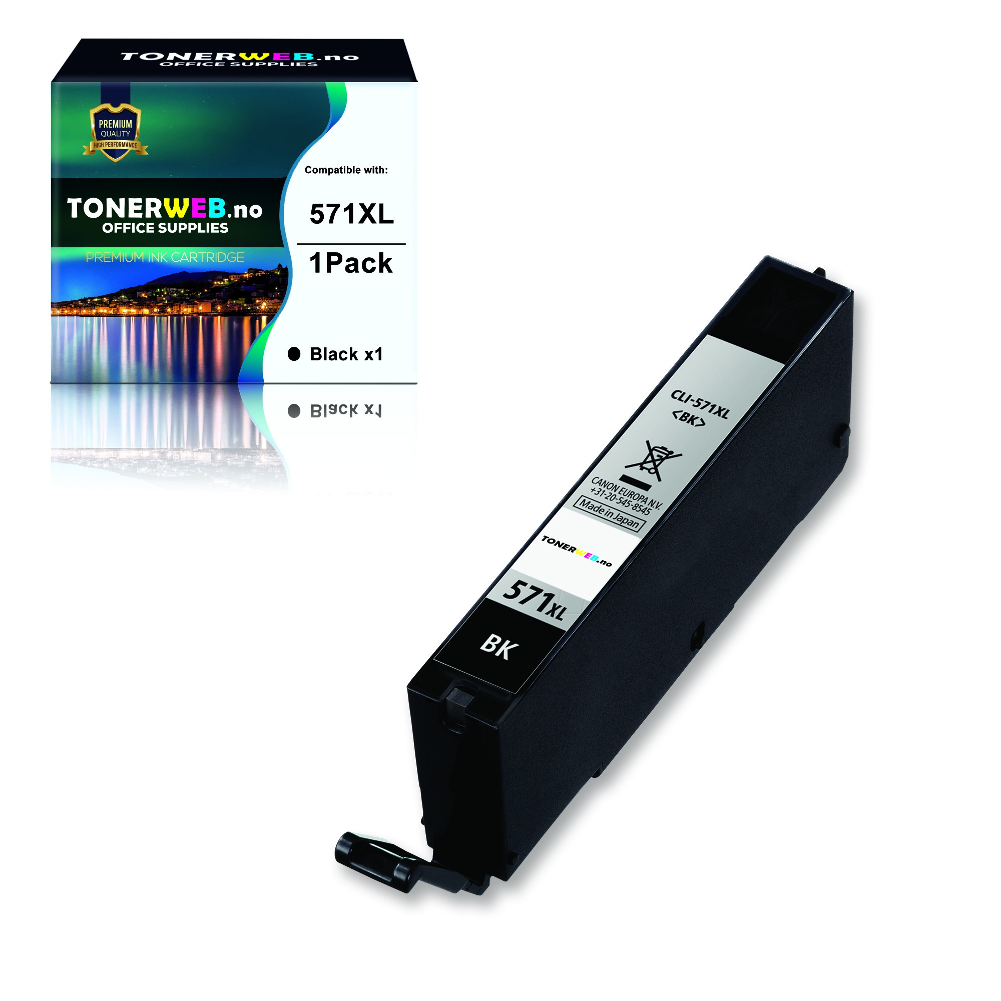 Canon CLI-571XL BK (svart) blekkpatron 12,2 ml - kompatibel