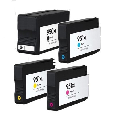 HP 950XL/951XL BK/C/M/Y (svart/cyan/magenta/gul) blekkpatroner 4-pakk 1 x 75 ml / 3 x 25 ml - kompatibel