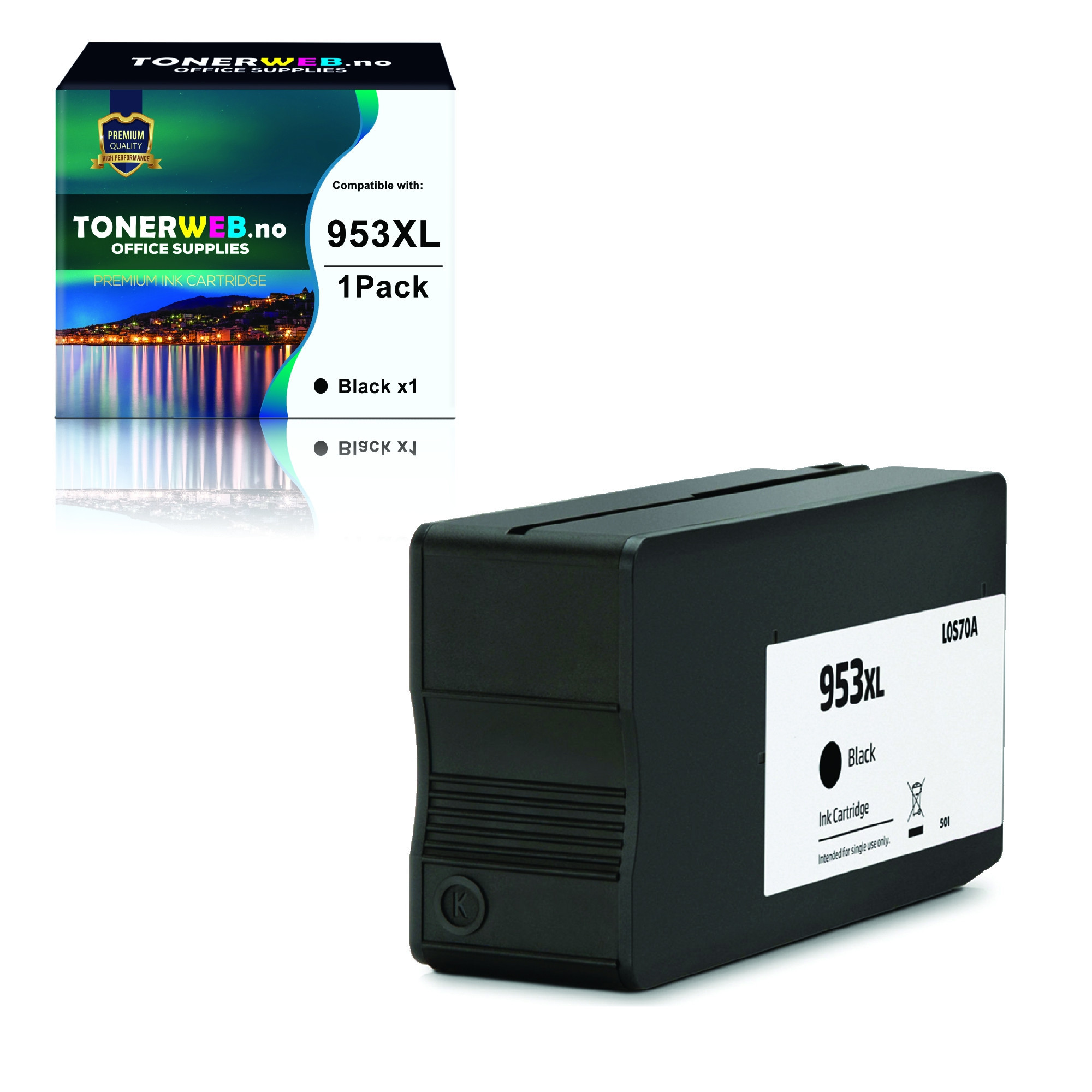 HP 953XL BK (svart) blekkpatron 2000 sider - kompatibel