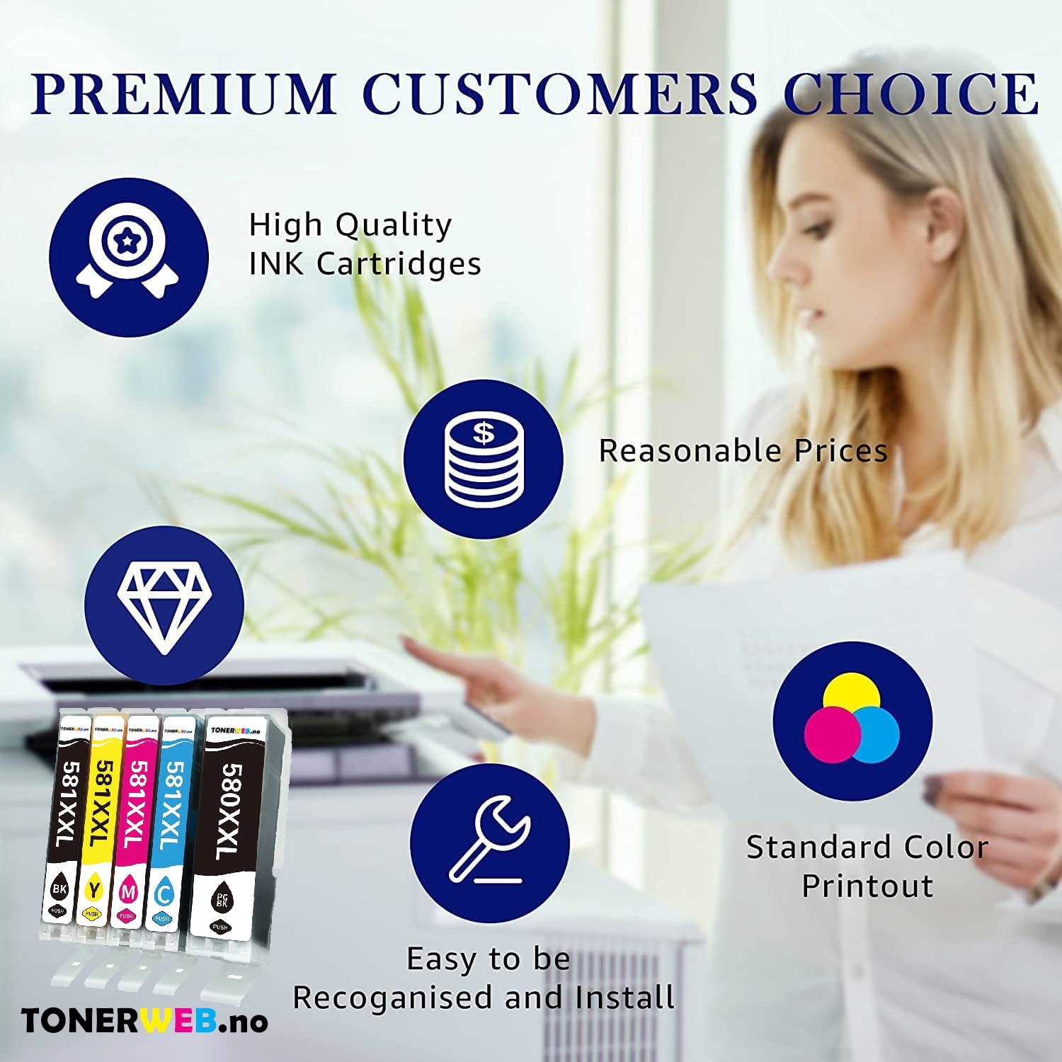 Canon XXL PGI-580/ XXL CLI-581 C/M/Y/BK/PGBK multipack • 2078C007 - Erstatter