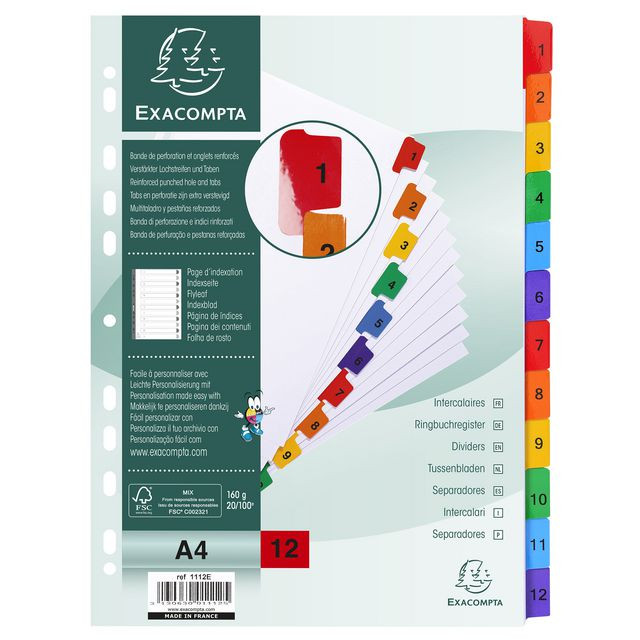 BildeKartongregister EXACOMPTA 1-12 multifärg