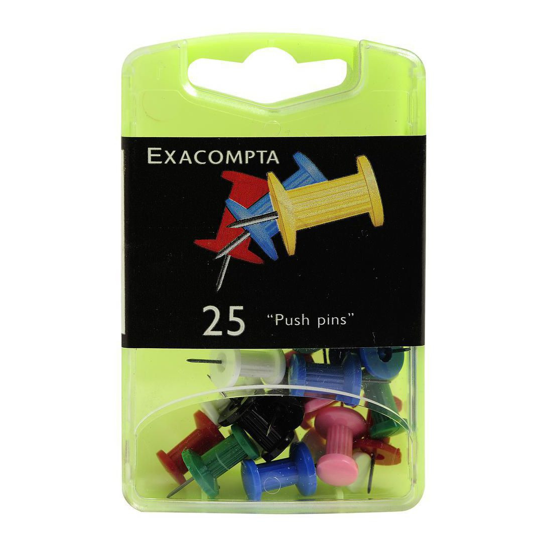 BildeKartnål EXACOMPTA 10mm sort.färg 25/fp