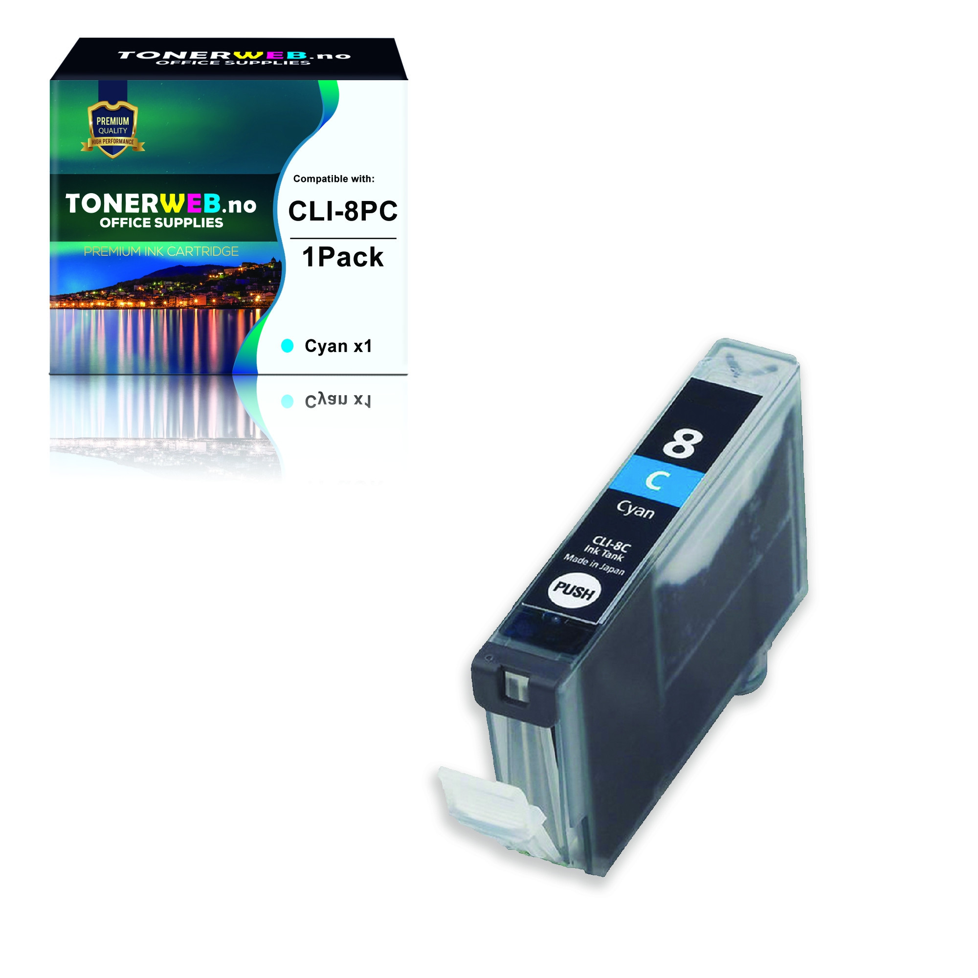 Canon Blekkpatron Foto Cyan CLI-8PC (13,4 ml) - Erstatter 0624B001