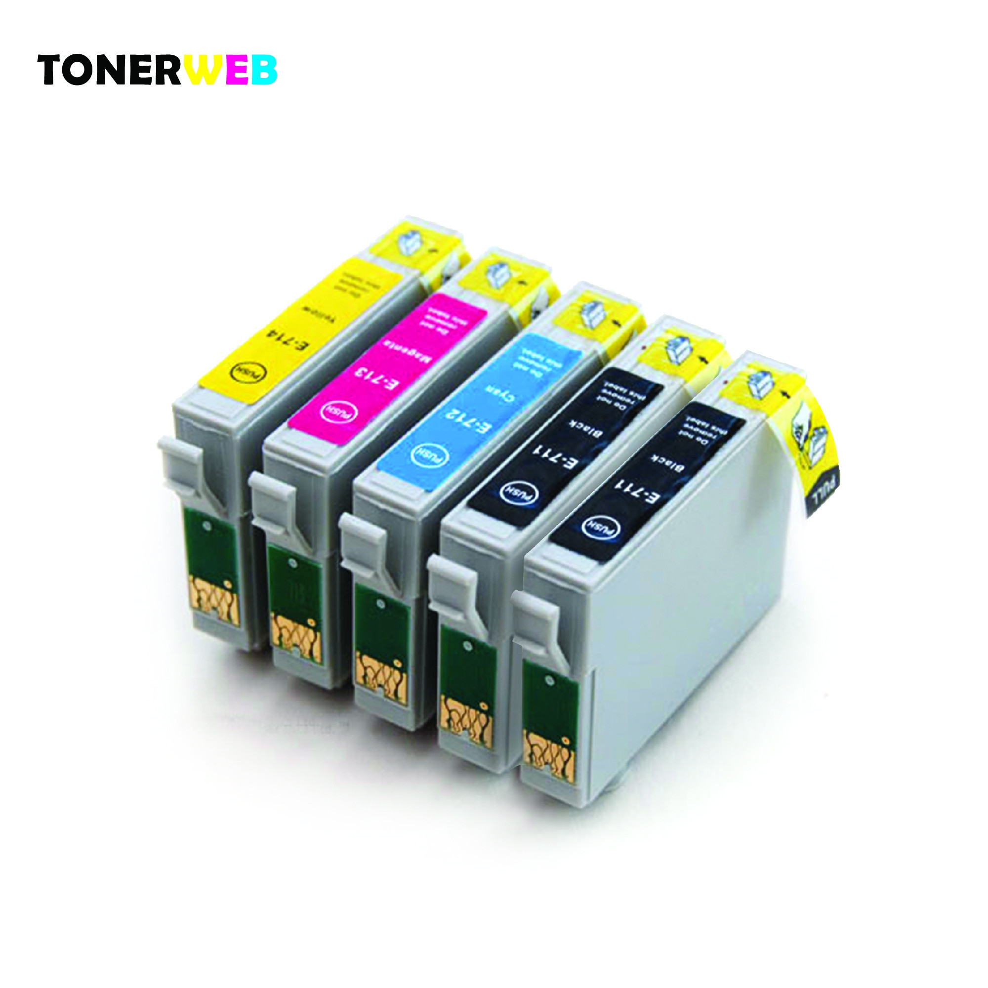 Epson T0715 BK/C/M/Y (svart/cyan/magenta/gul) blekkpatroner 5-pakk 5 x 13 ml - kompatibel
