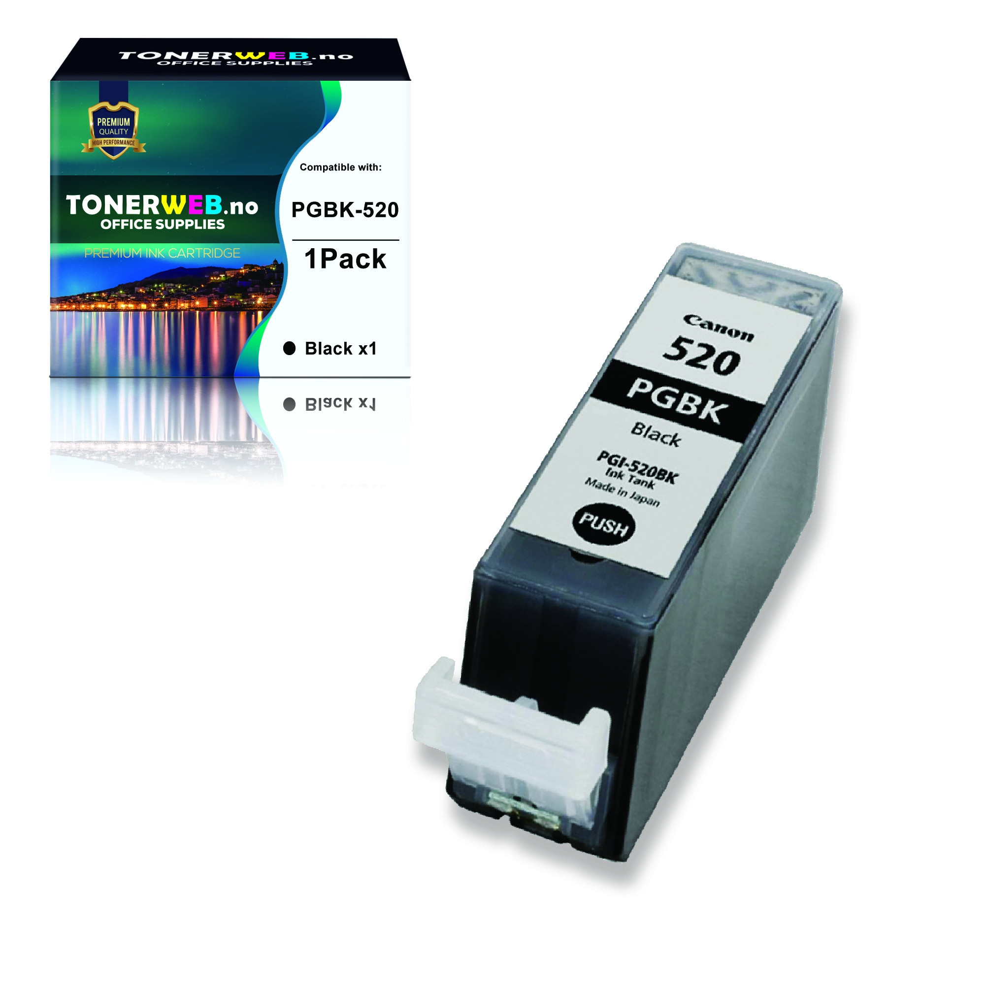 BildeCanon PGI-520 BK (svart) blekkpatron 19,4 ml - kompatibel