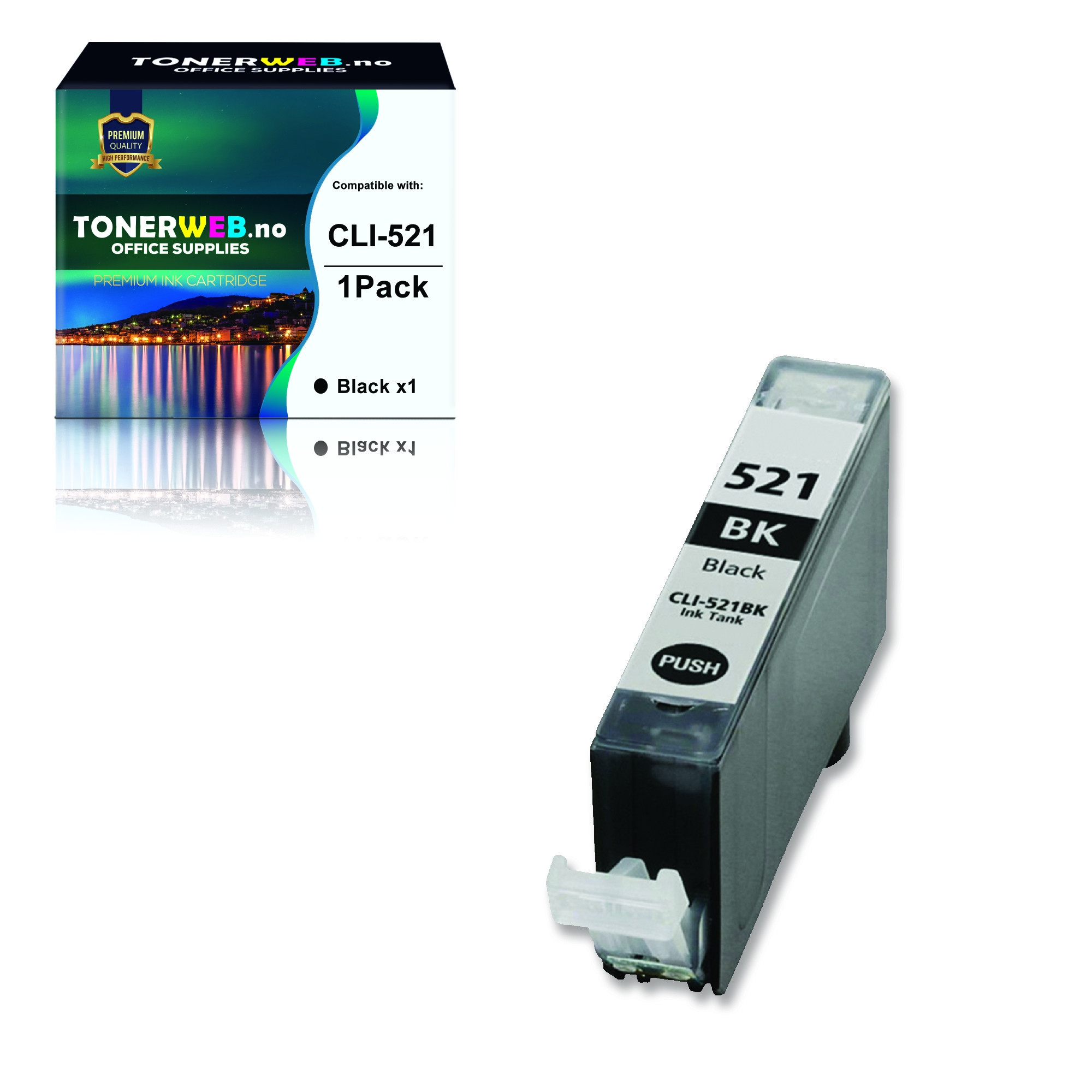 BildeCanon CLI-521 BK (svart) blekkpatron 9 ml - kompatibel