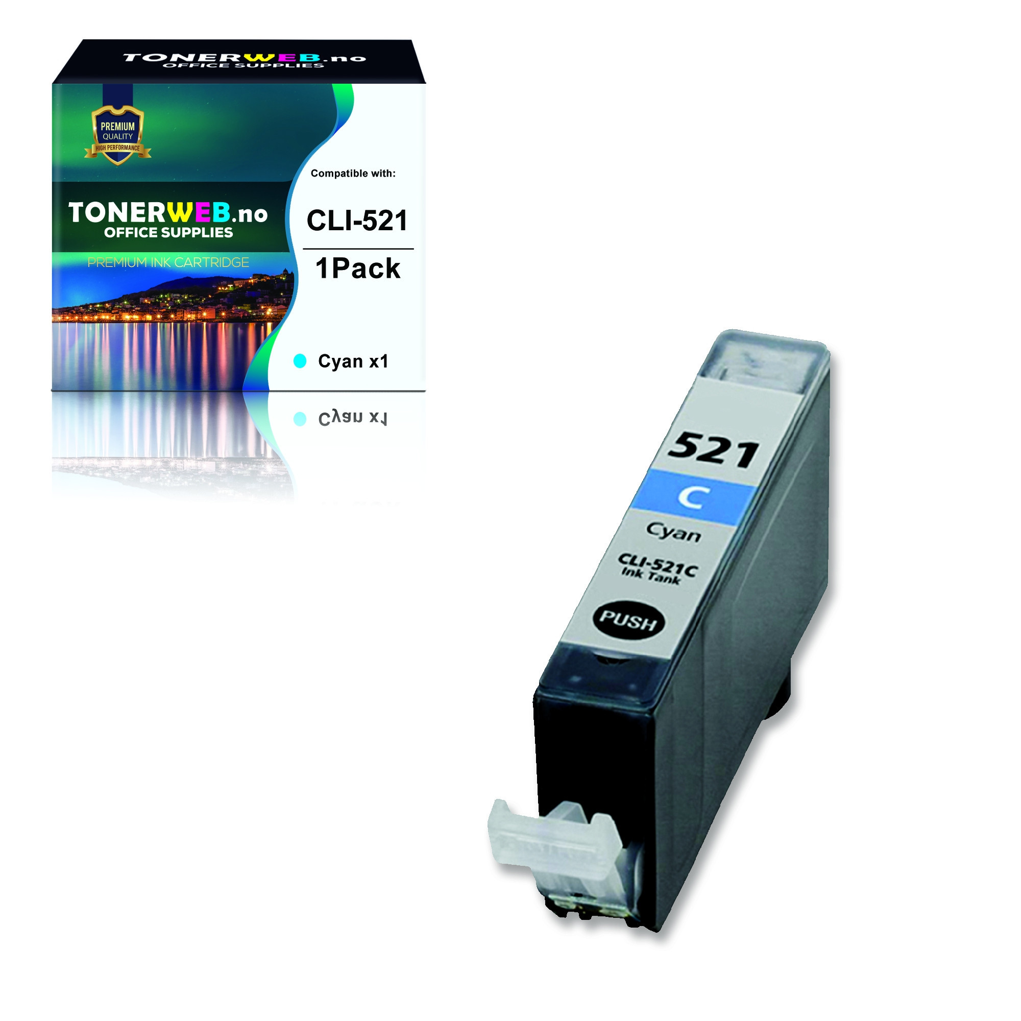 Canon CLI-521 C (cyan) blekkpatron 9 ml - kompatibel