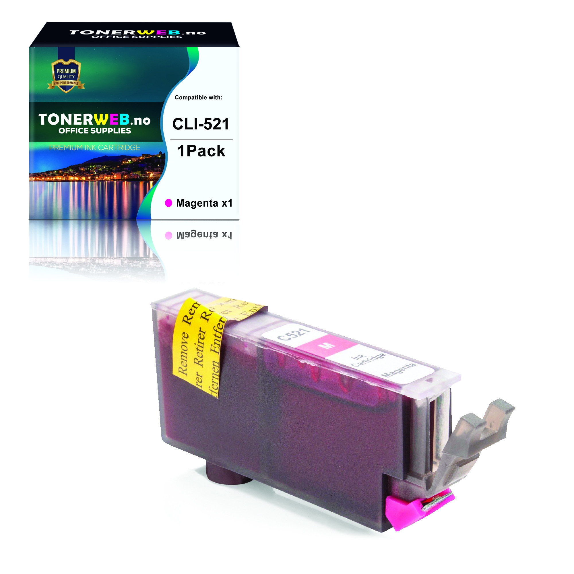 Canon CLI-521 M (magenta) blekkpatron 9 ml - kompatibel