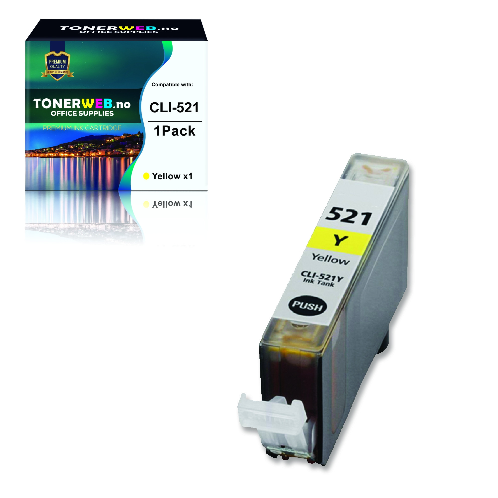 Canon CLI-521 Y (gul) blekkpatron 9 ml - kompatibel
