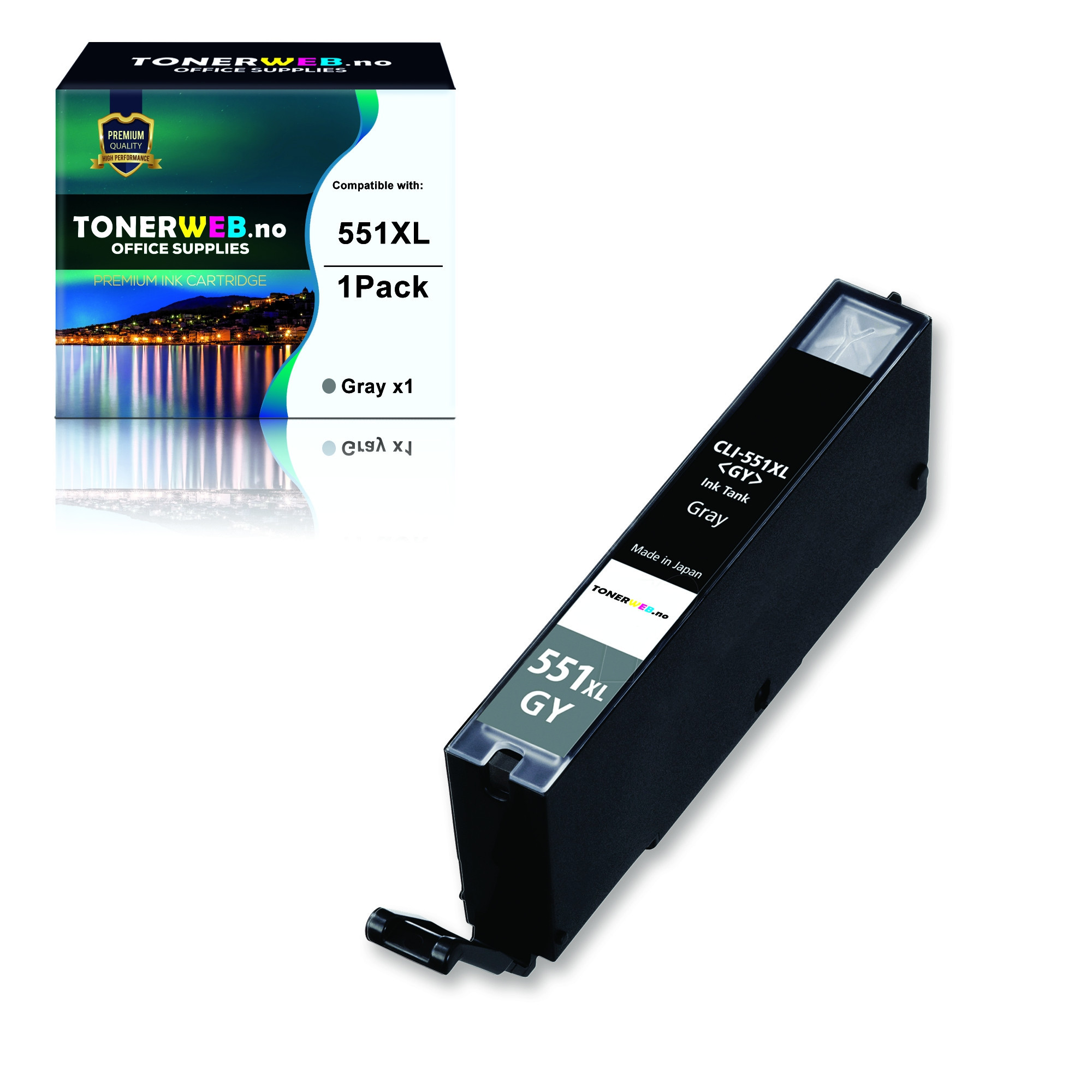 Canon CLI-551XL G (grå) blekkpatron 12,2 ml - kompatibel