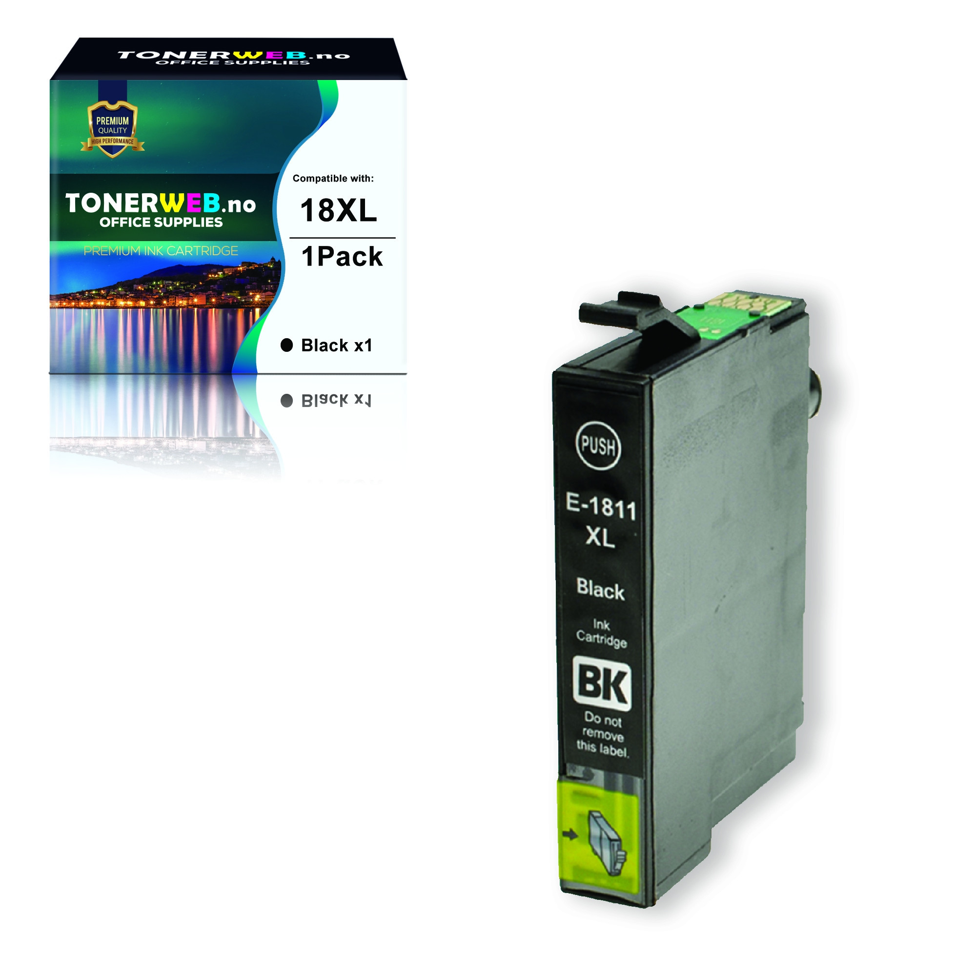 Epson 18XL BK (svart) blekkpatron 17 ml - kompatibel