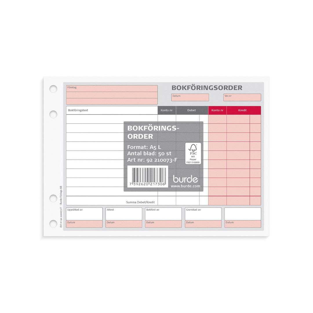 BildeBlankett bokföringsorder A5L 50 blad