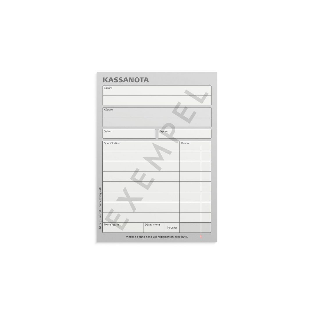 BildeKassanota A6 numrerade 2 x 50 blad