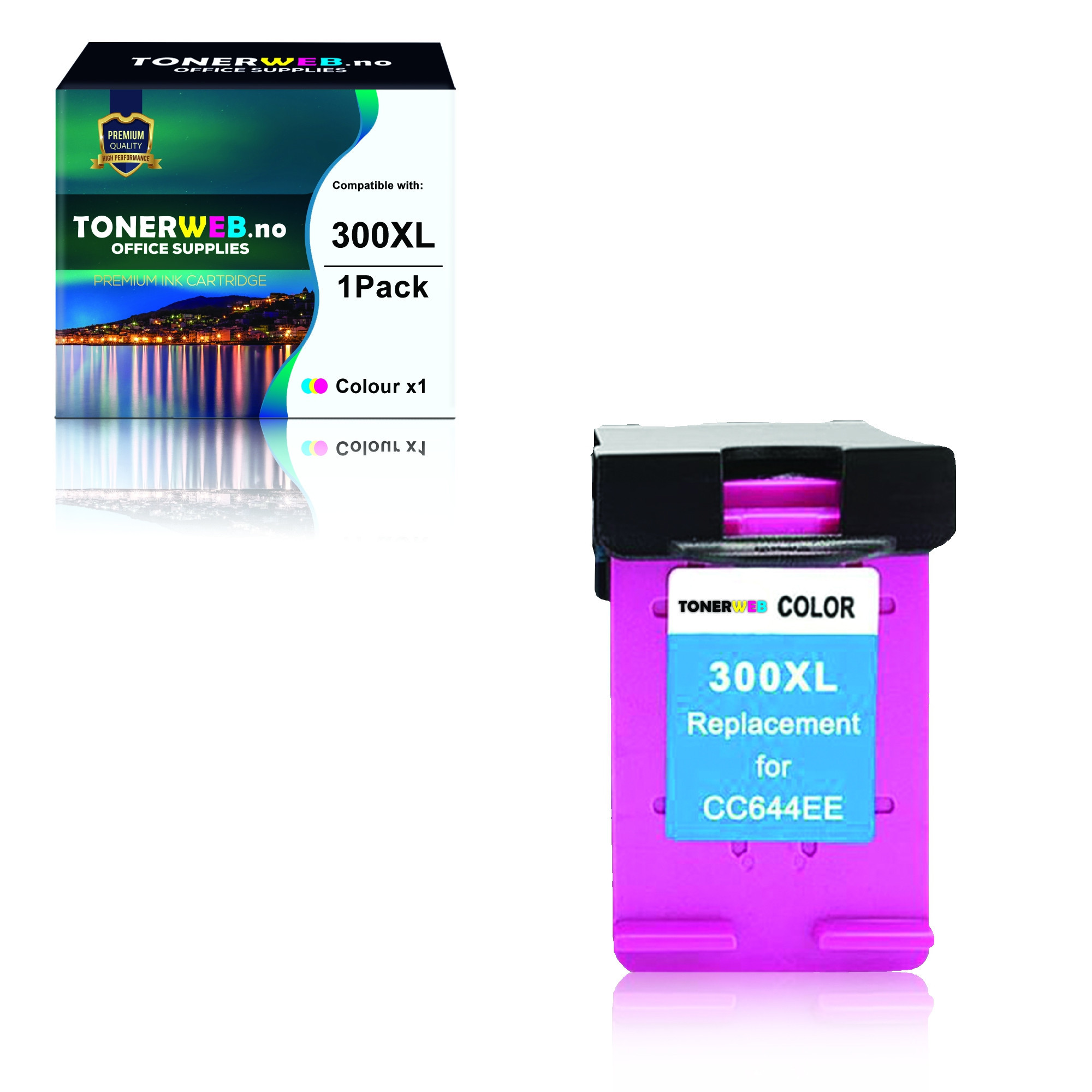 BildeHP 300XL C/M/Y (cyan/magenta/gul) blekkpatron 18 ml - kompatibel