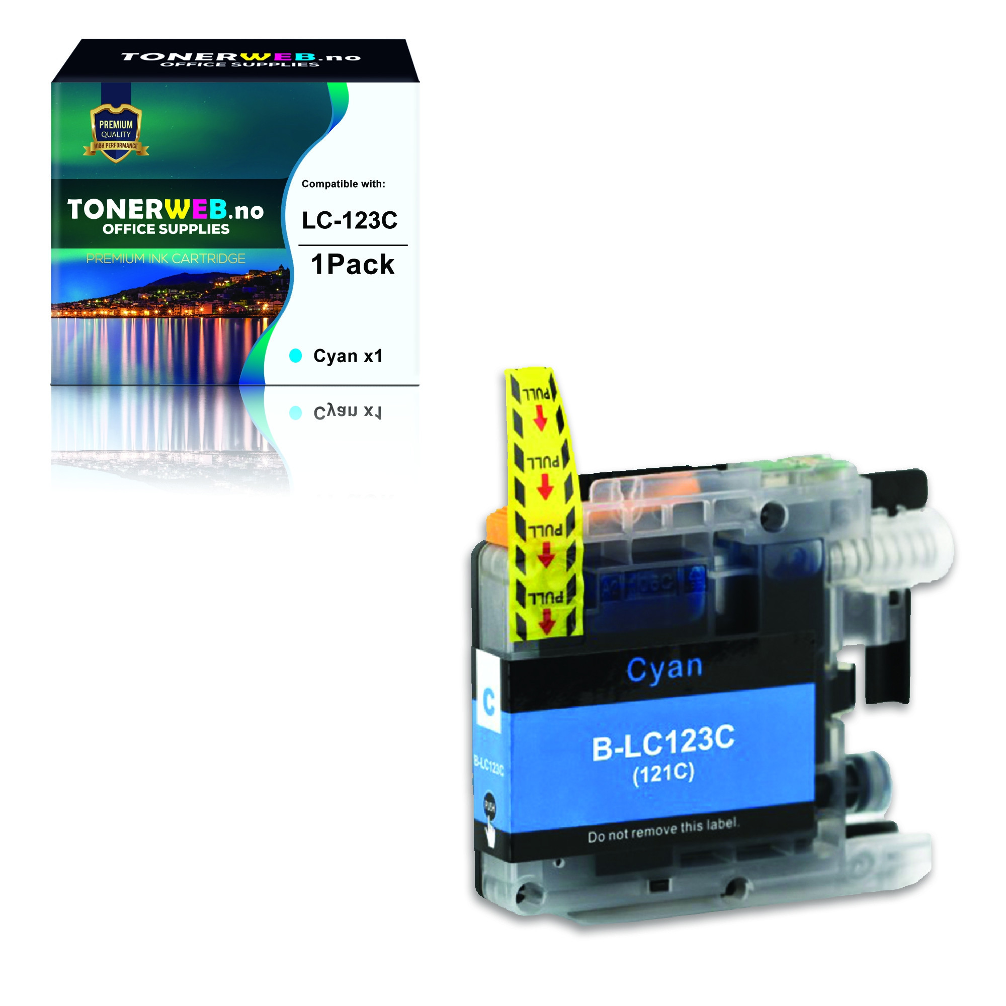 BildeBrother LC123 C (cyan) blekkpatron 10ml - kompatibel