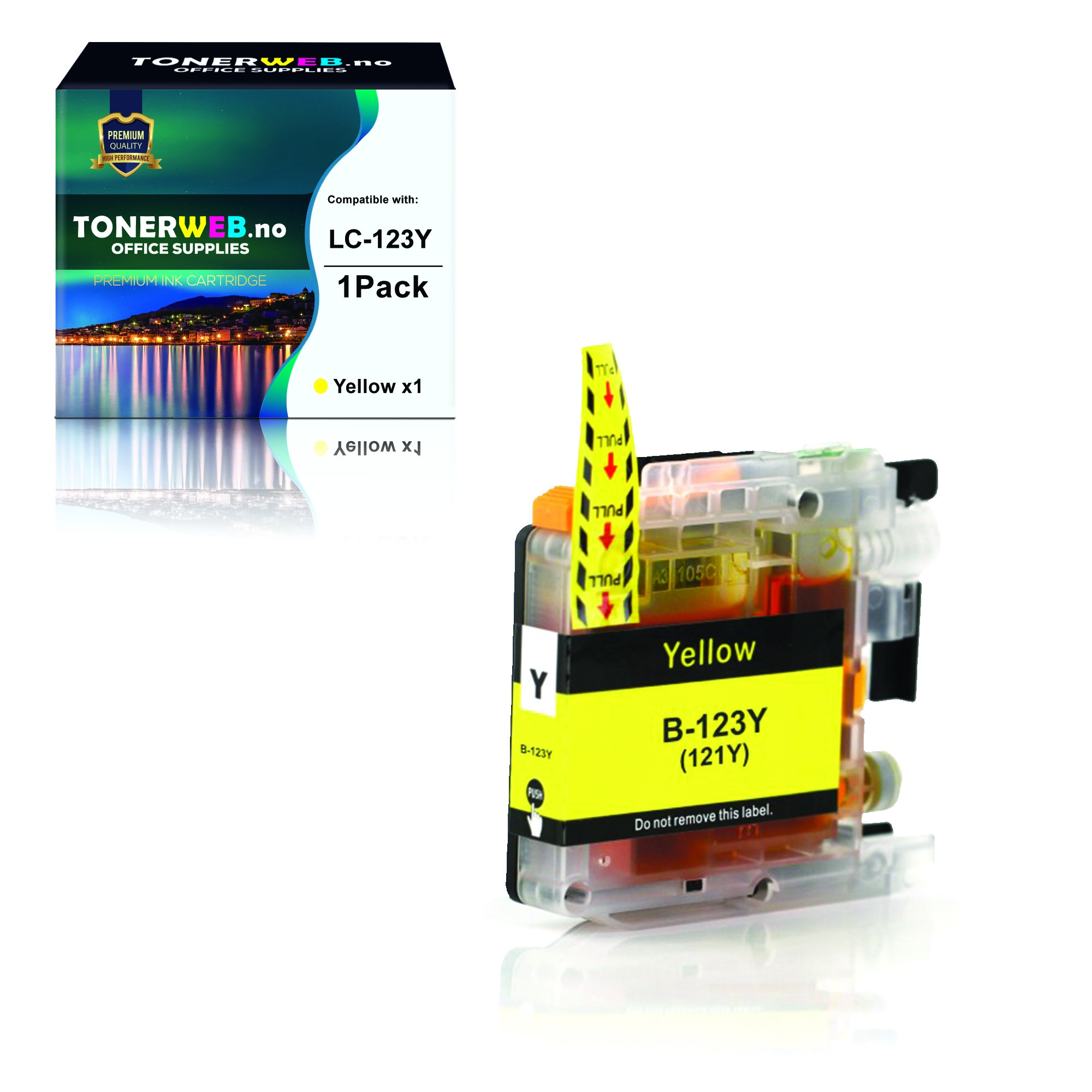 BildeBrother LC123 Y (gul) blekkpatron 10 ml - kompatibel
