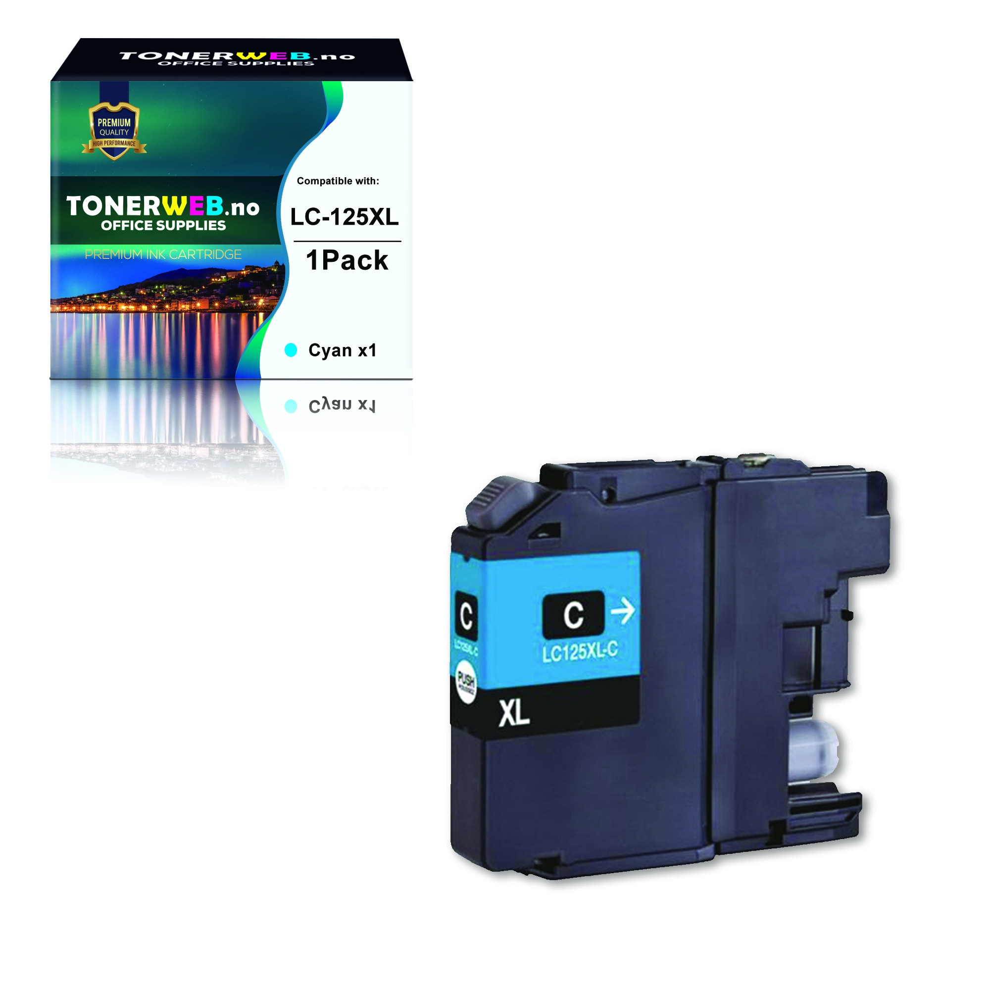 BildeBrother LC125XL C (cyan) blekkpatron 16,6 ml - kompatibel