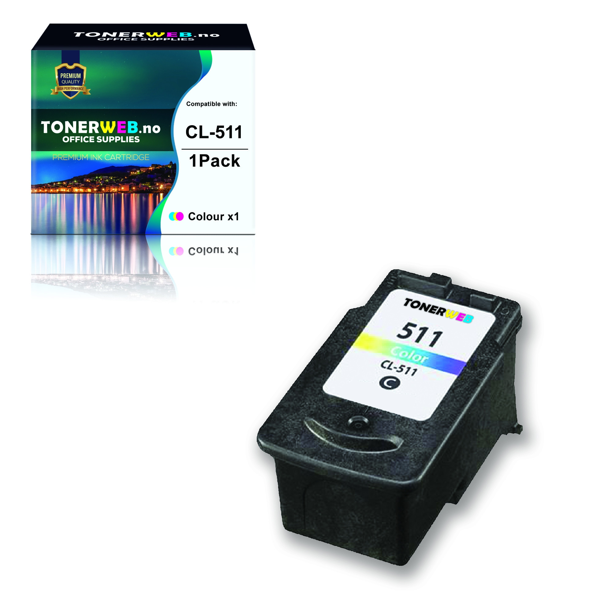 Canon CL-511 C/M/Y (cyan/magenta/gul) blekkpatron blekkpatron 9 ml - kompatibel
