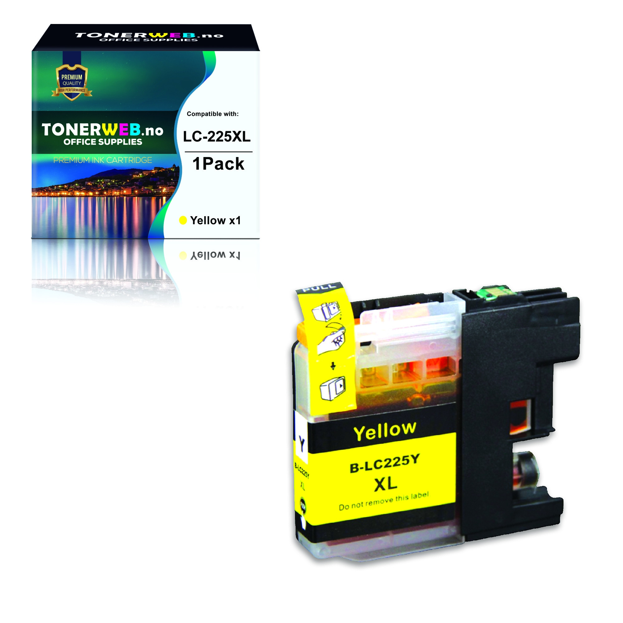 BildeBrother LC225XL Y (gul) blekkpatron 15,6 ml - kompatibel