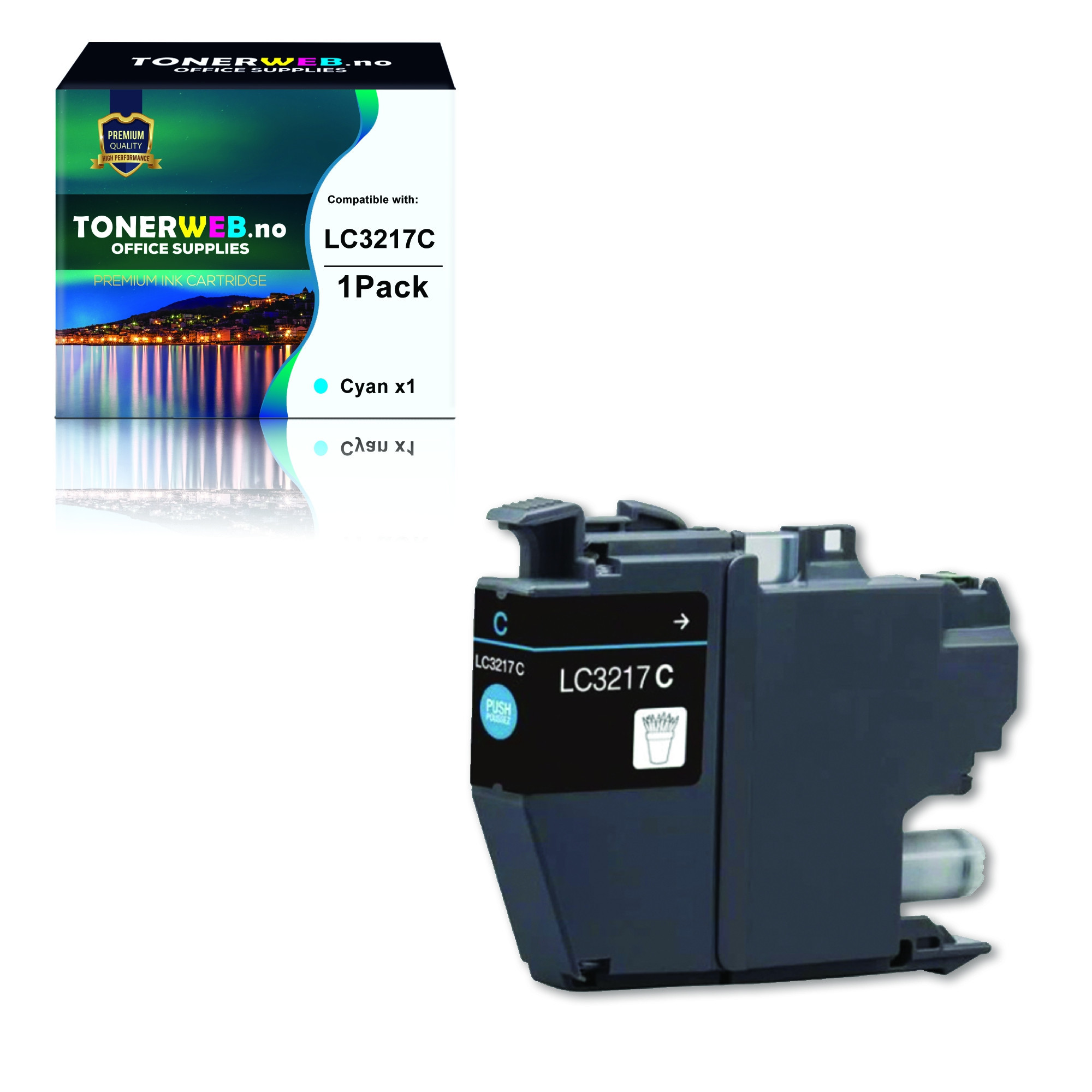 Brother LC3217 C (cyan) blekkpatron 550 sider - kompatibel