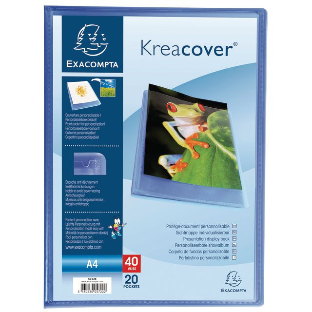 BildeDemobok EXACOMPTA A4 blå 20 fickor