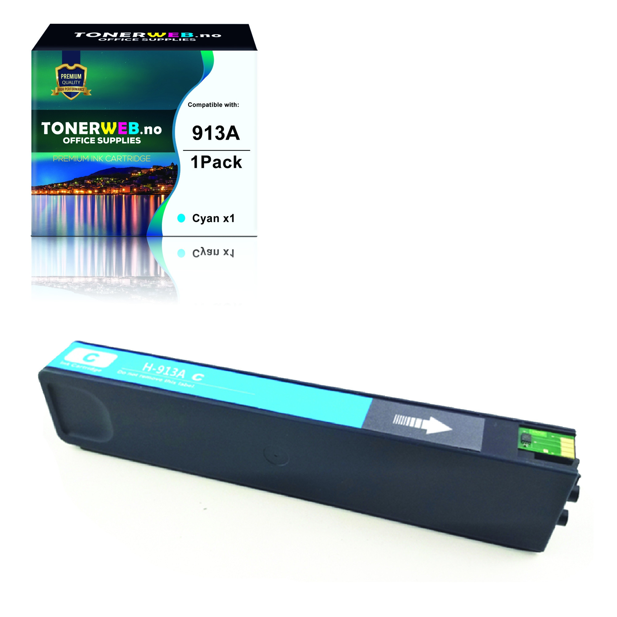 HP 913A C (cyan) blekkpatron 3000 sider - kompatibel
