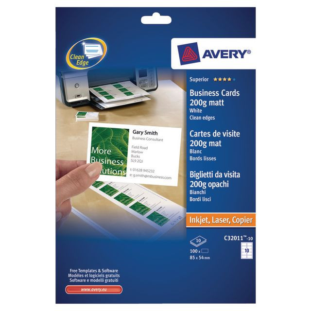 BildeVisitkort AVERY matt, 200g, 85x54mm