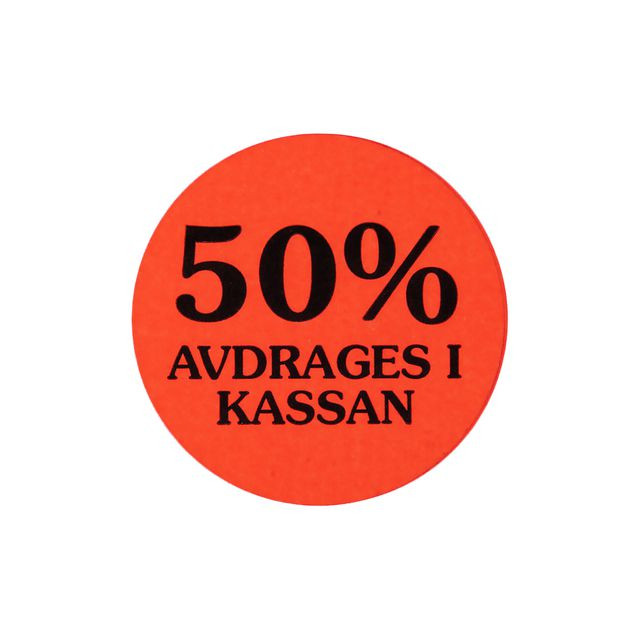BildeEtikett 50% avdrages i kassan 2000/RL