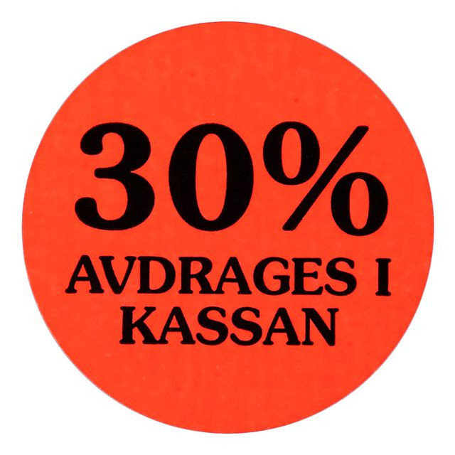 BildeEtikett 30% avdrages i kassan 2000/RL