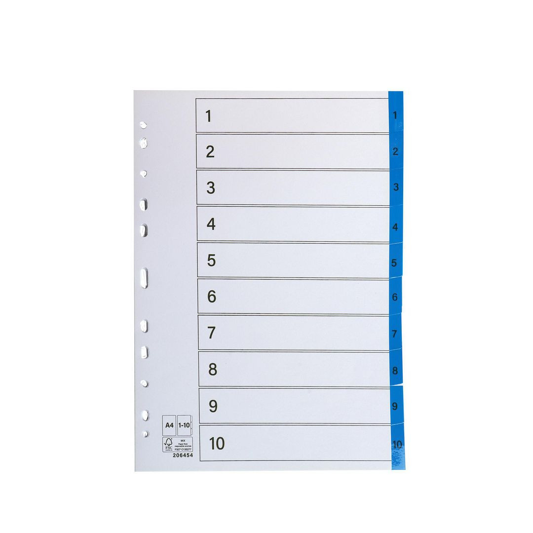 BildeRegister plastflik 1-10 blå 10/fp