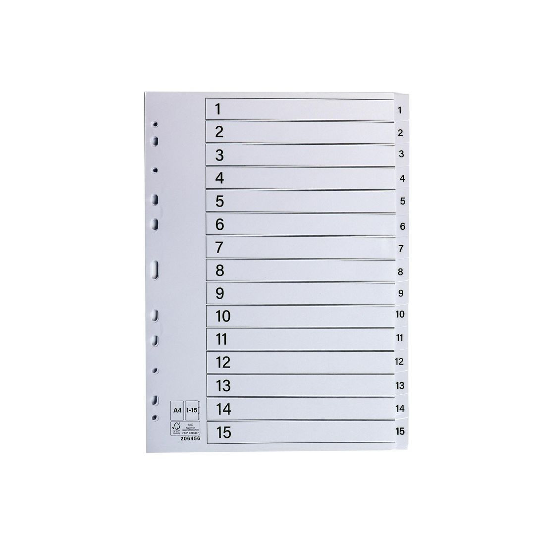 BildeRegister plastflik 1-15 vit 10/fp