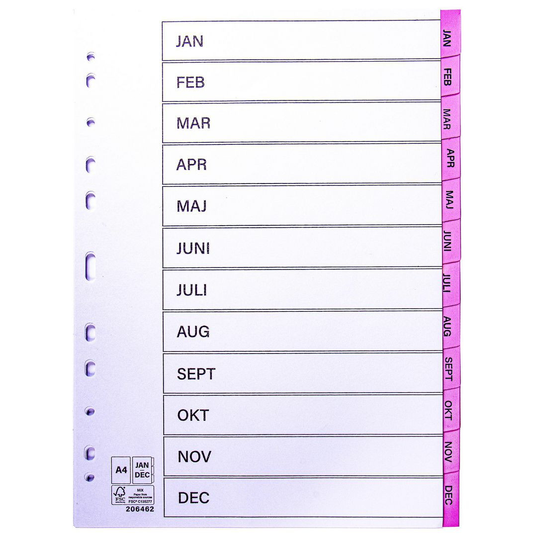 BildeRegister plastflik jan-dec rosa 10/fp