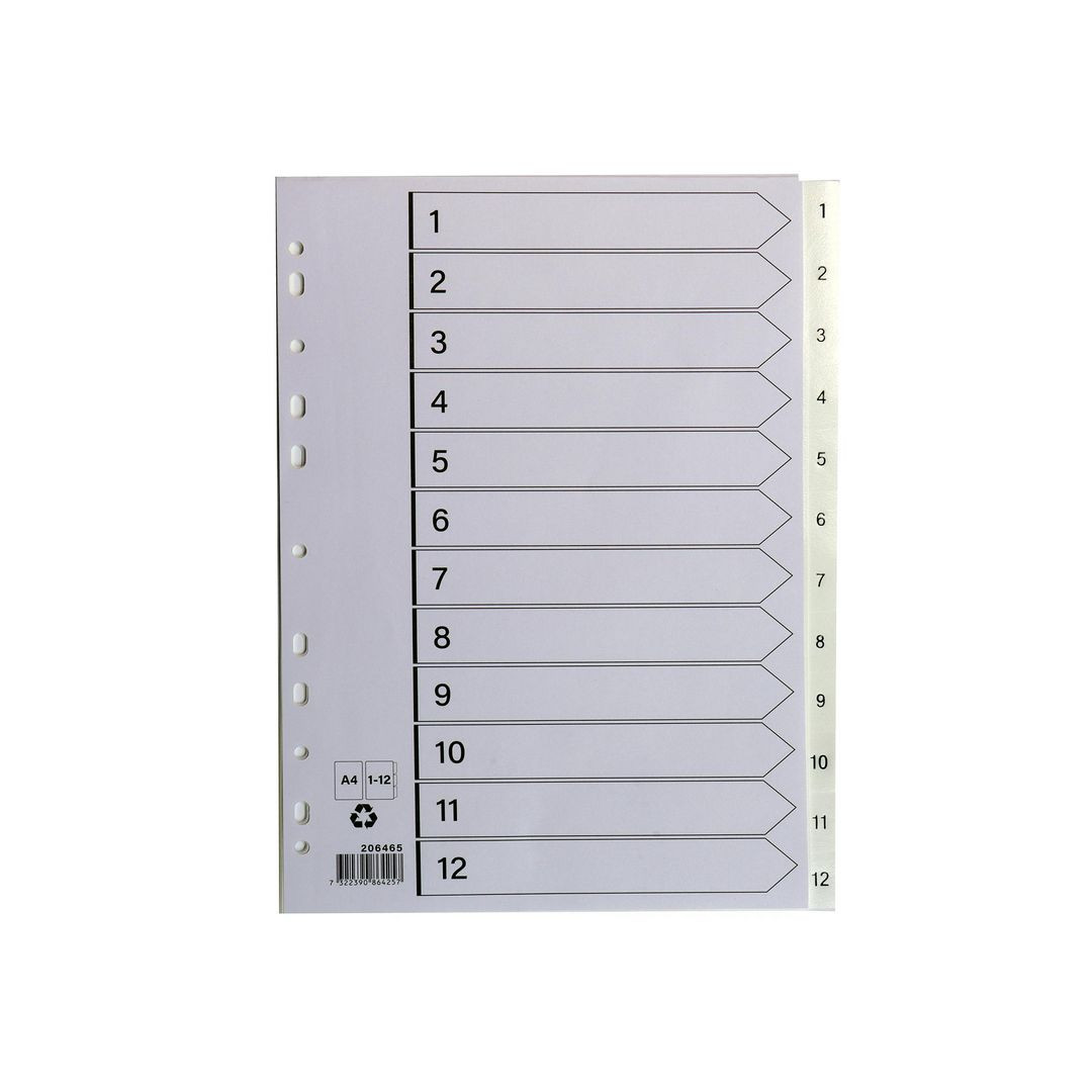 BildePlastregister A4 1-12 vit