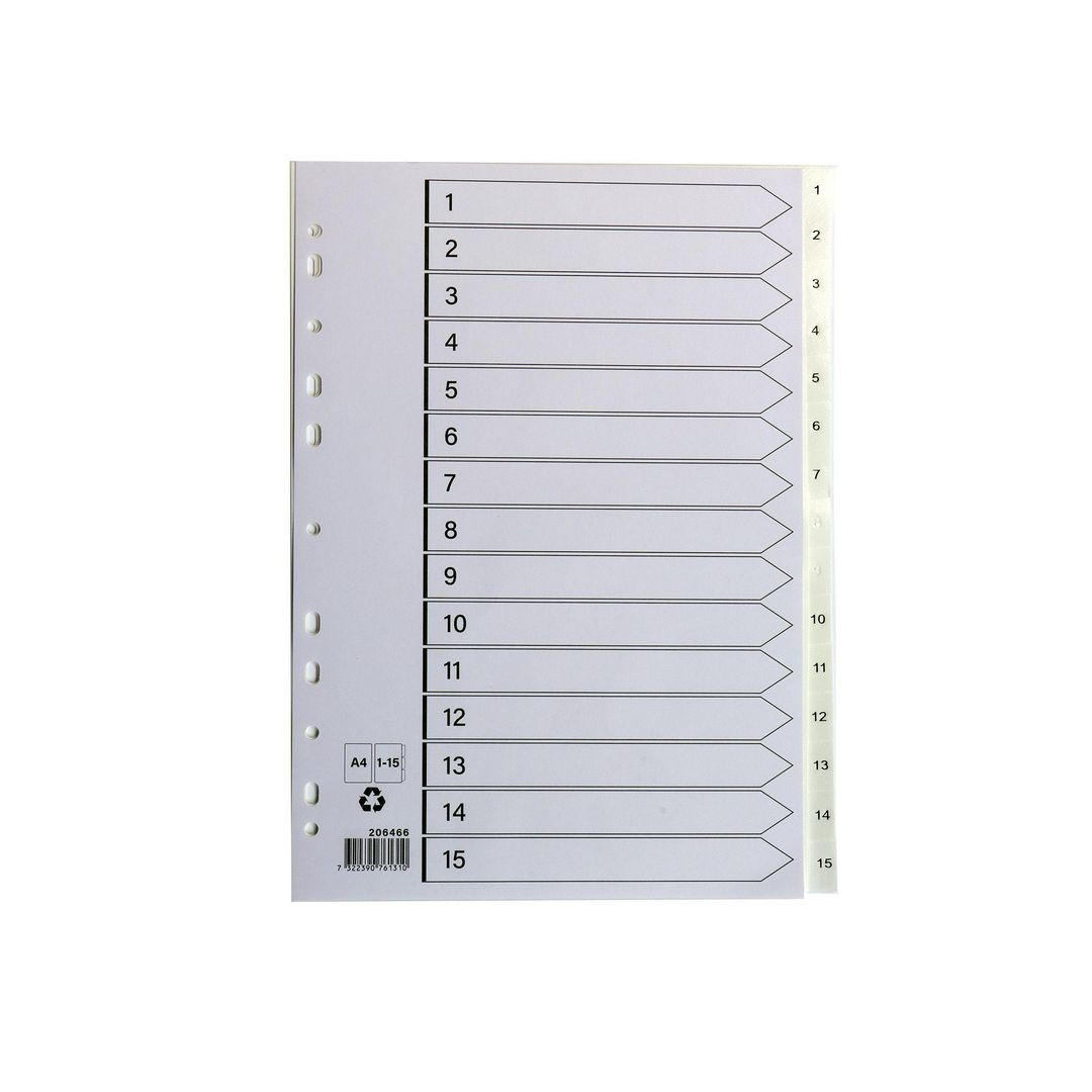 BildePlastregister A4 1-15 vit