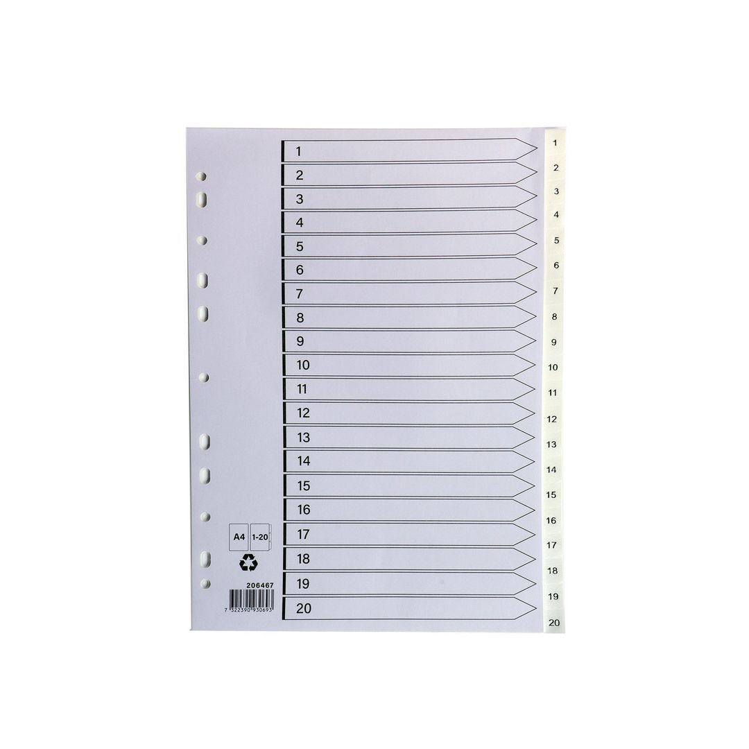 BildePlastregister A4 1-20 vit
