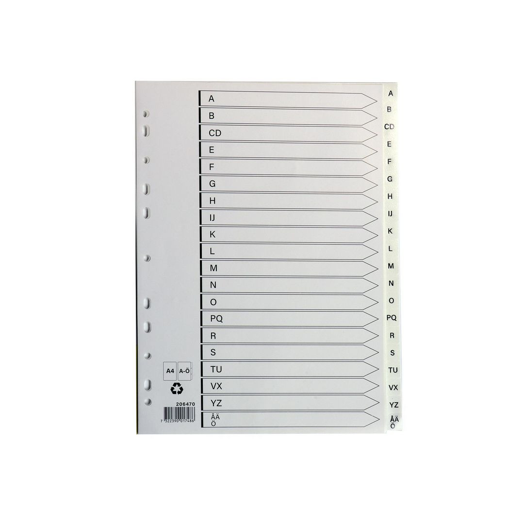BildePlastregister A4 A-Ö vit
