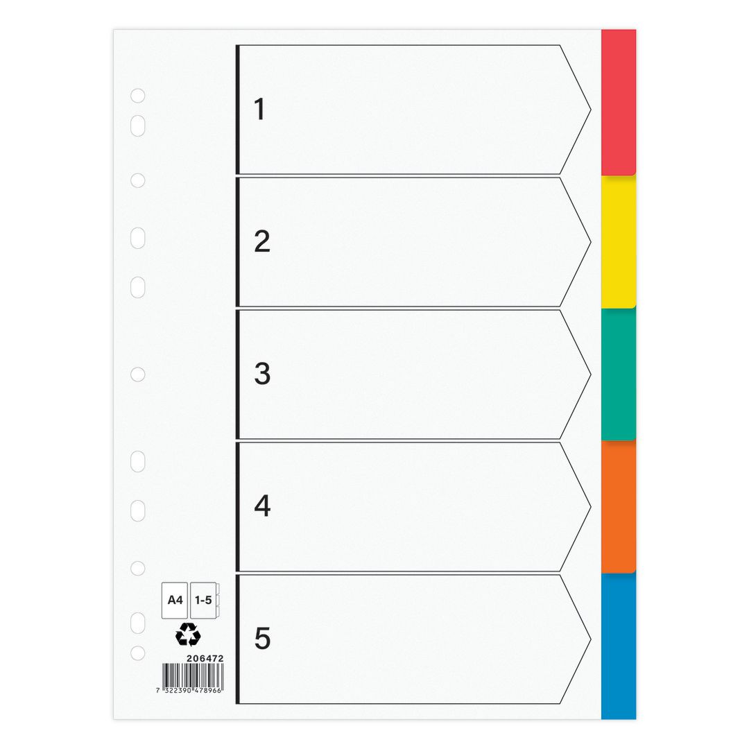 BildePlastregister otryckta A4 5-flik