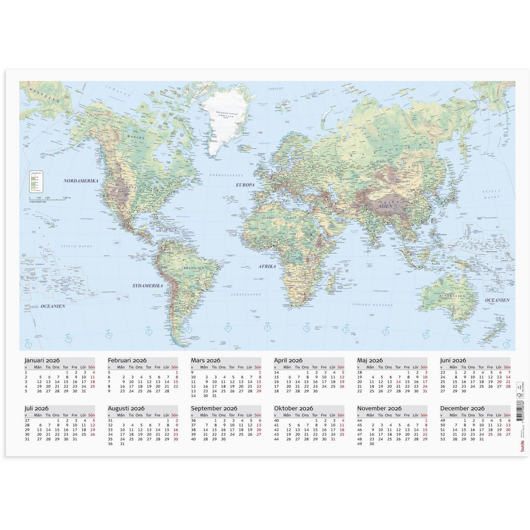 BildeVäggblad Världskarta 2026