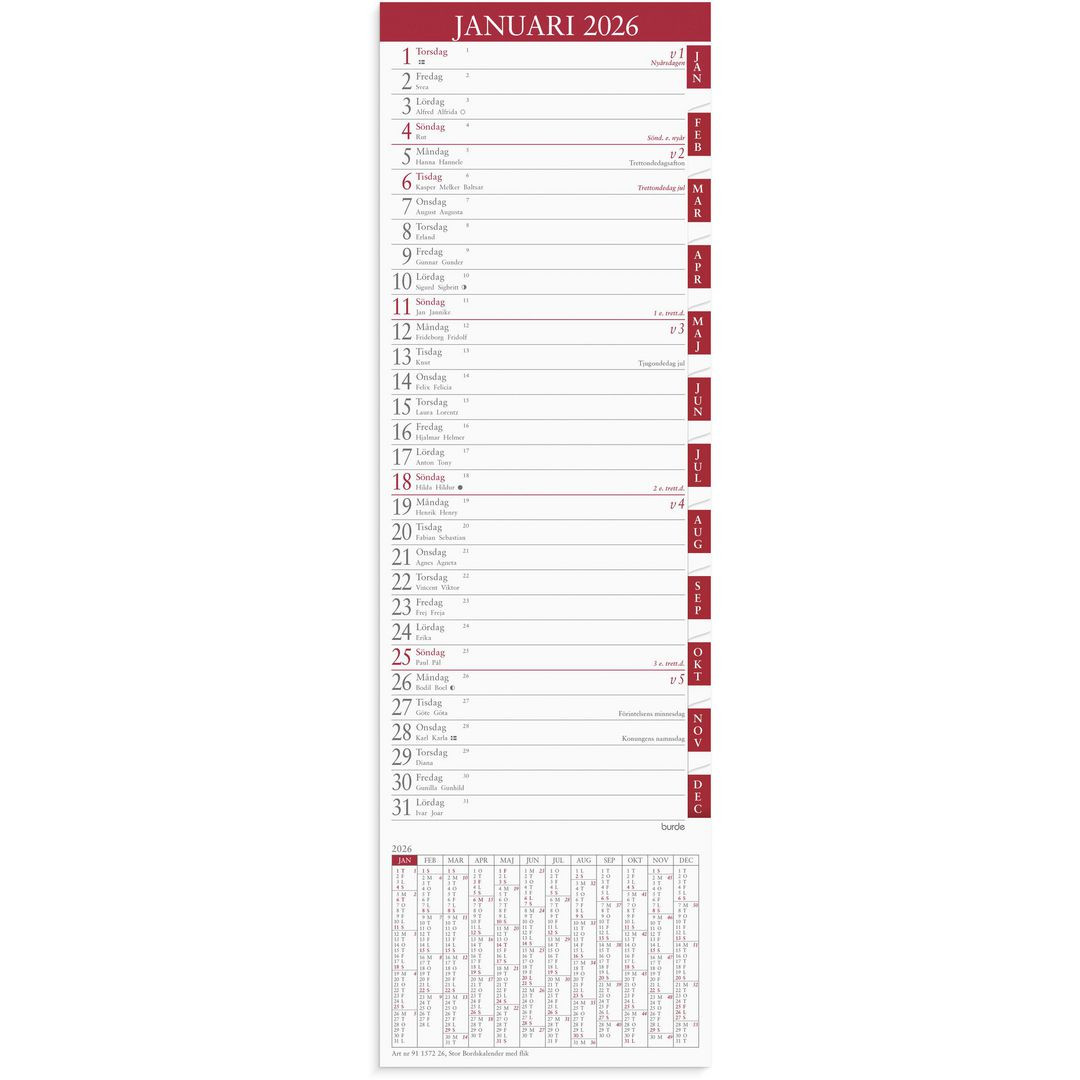 BildeStor Bordskalender med flik 2026