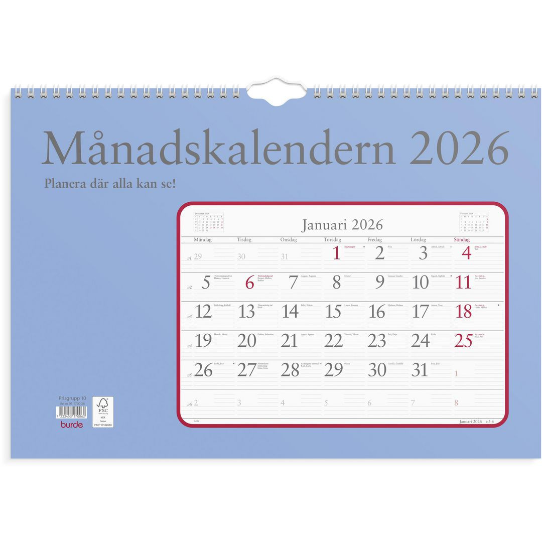BildeVäggkalender Månadskalendern 2026
