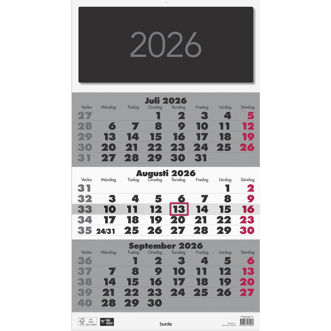 BildeVäggkalender Triplaner Elegant 2026