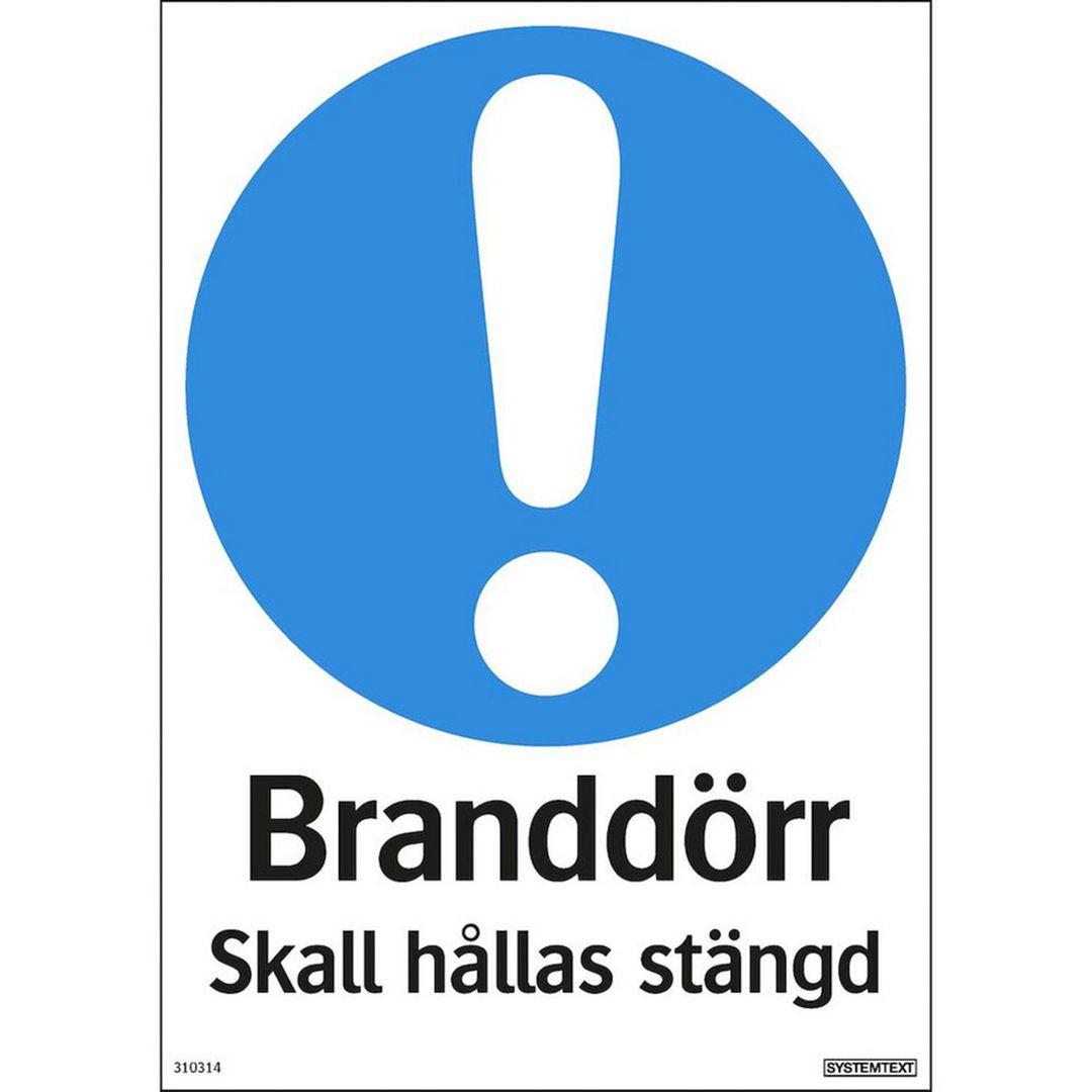 BildeSkylt Branddörr stängd 210x297mm