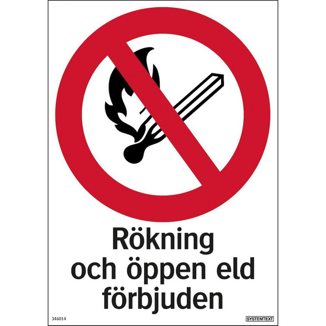BildeSkylt Rökning/eld förbjuden 210x297mm