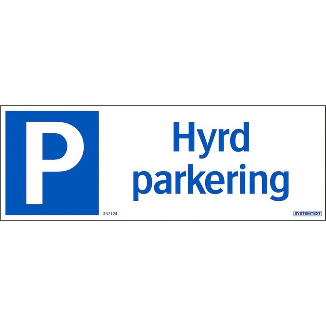 BildeSkylt Hyrd parkering 297x105mm