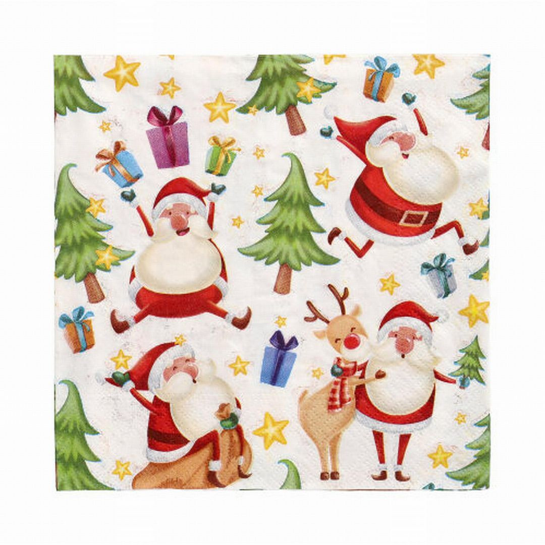 BildeServett Happy Santa 3-lags 33x33cm 20/fp