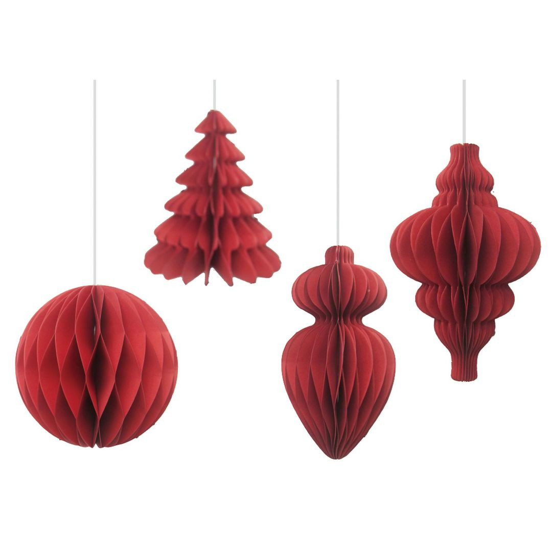 BildeDekoration Julkulor 15cm röd 4/fp